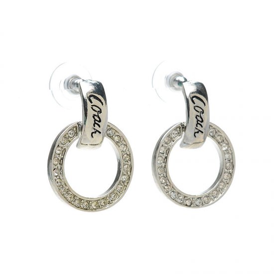 Coach Diamond Circle Stud Silver Earrings AKB - Click Image to Close